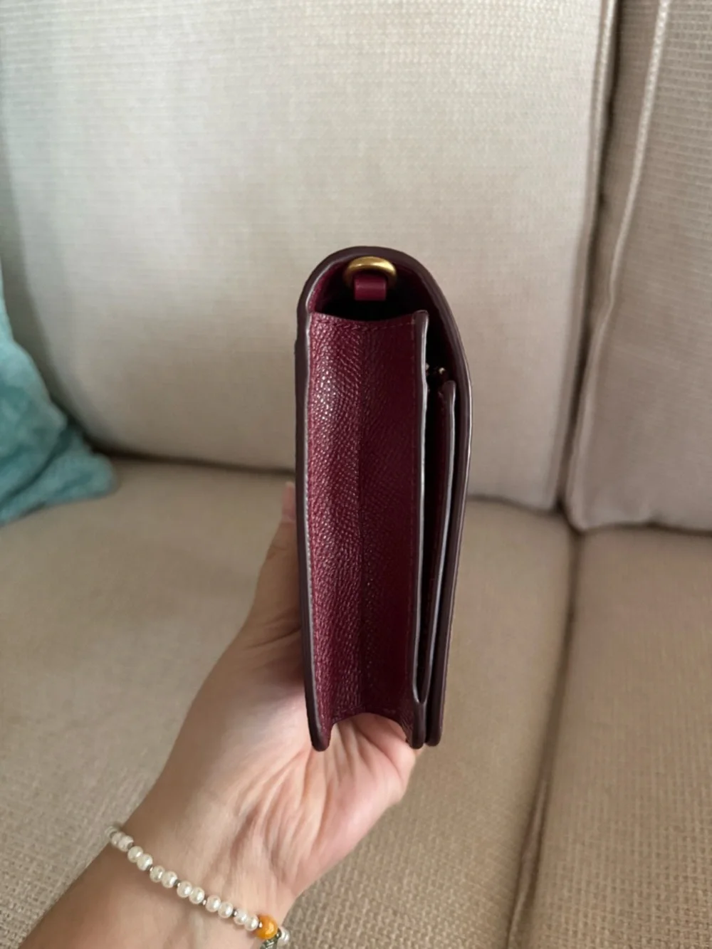 Coach Hayden Pebbled Leather Crossbody Wallet - Deep Red - Picture 7 of 8